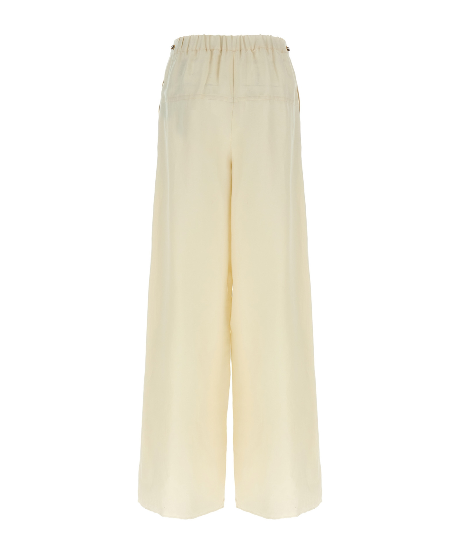 Max Mara Elastic Waistband Lightweight Wide Leg Trousers In Nude