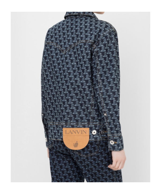 Lanvin Extended Logo-patch Monogram Denim Jacket In Black
