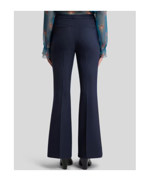 Etro Flared Wool-blend Tricotine Trousers In Blue