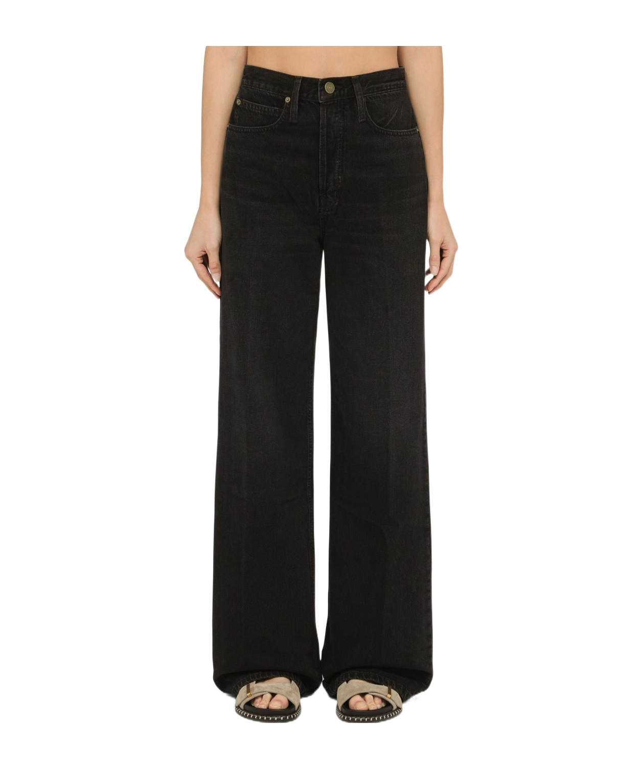 Frame Wide-leg Jeans 1978 Supernova Denim In Black