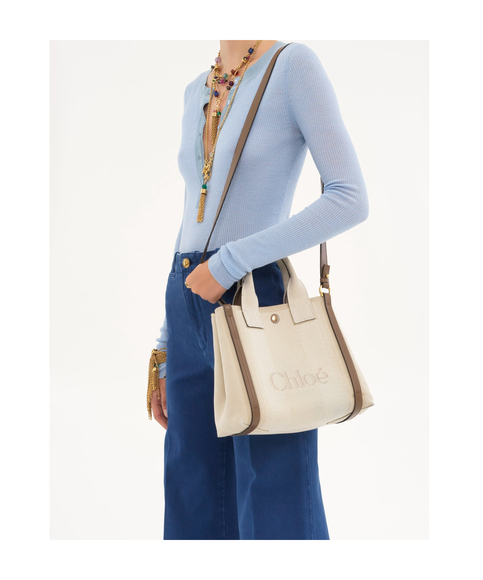 Chloé Carre Small Shoulder Bag In White