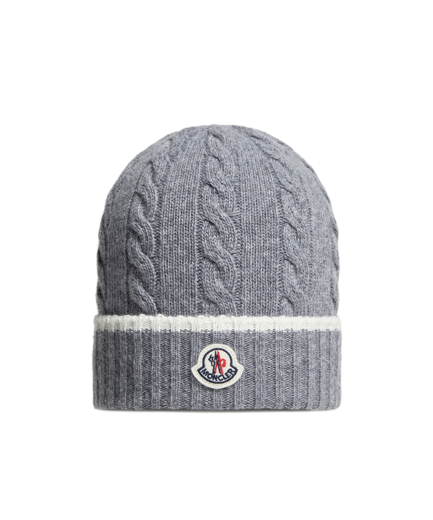 Moncler Stripe-trimmed Wool Beanie In Gray