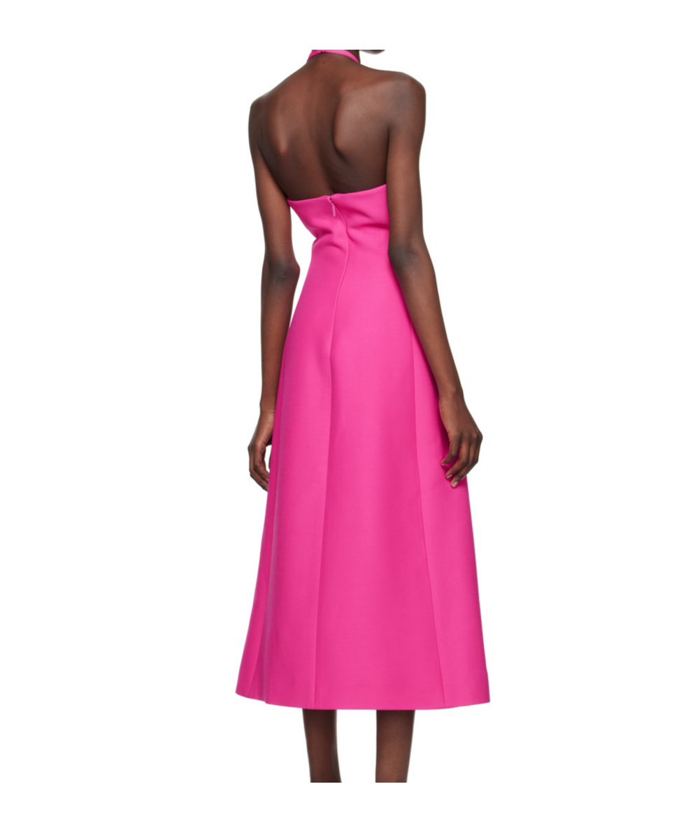 Valentino Pink Crepe Couture Midi Dress In Pink