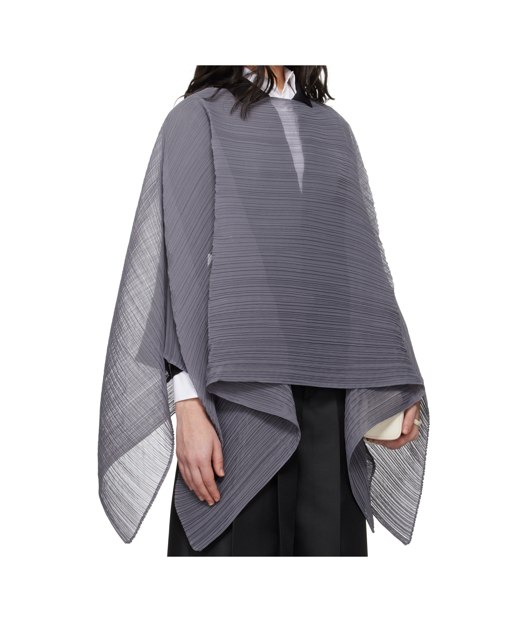 Issey Miyake Gray March Basic Madame-t Small Stole In Gray