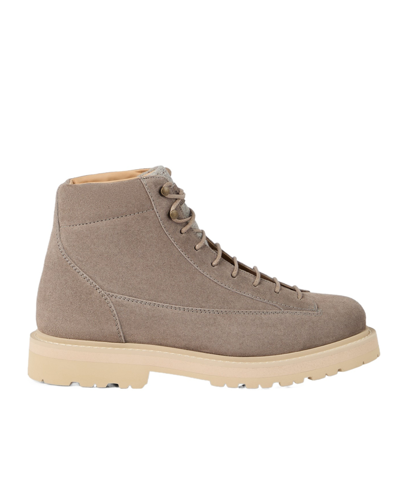Brunello Cucinelli Lace-up Suede Boots In Brown