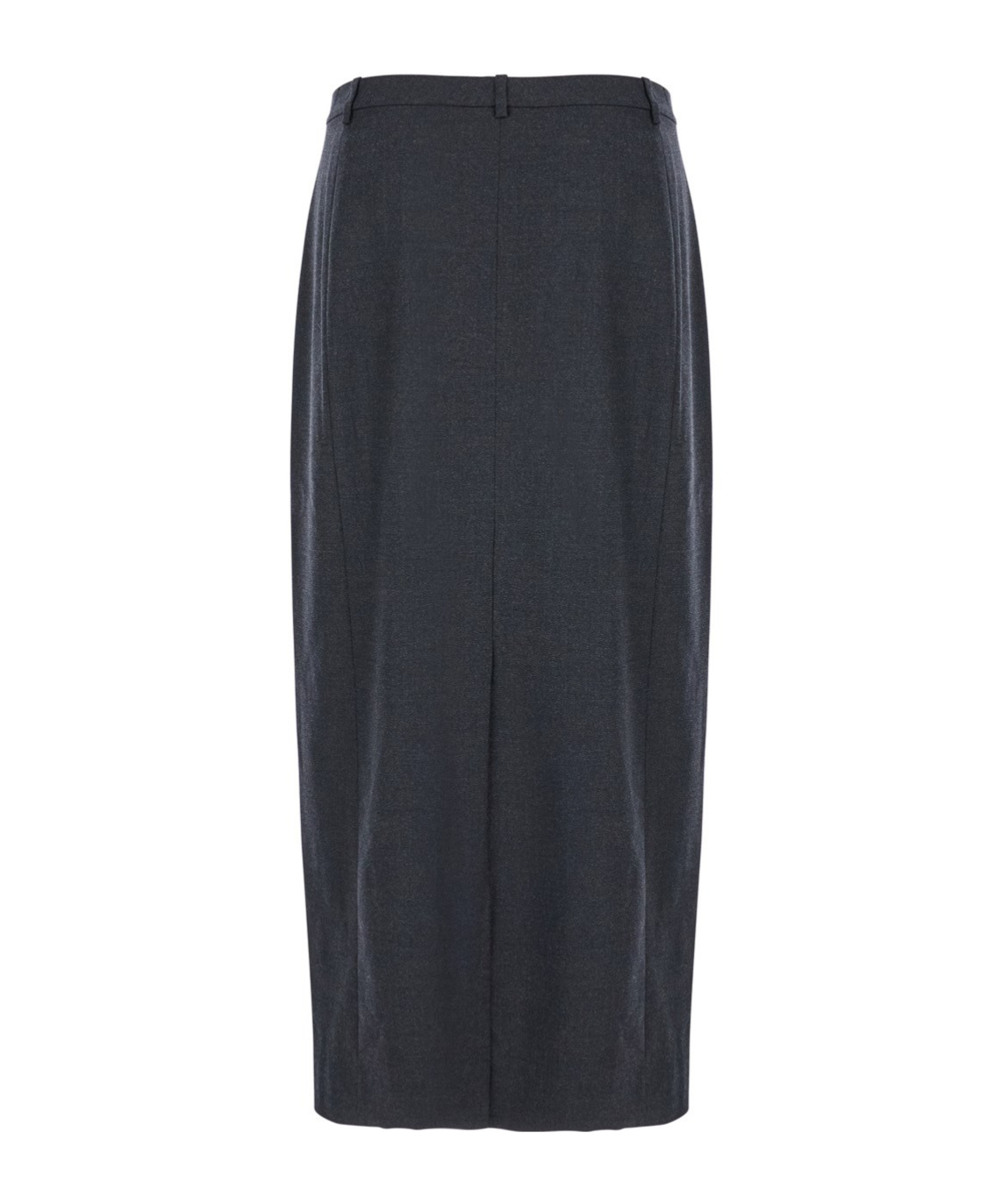 Theory Midi Grey Skirt With Slit In Wool Blend Woman In Black
