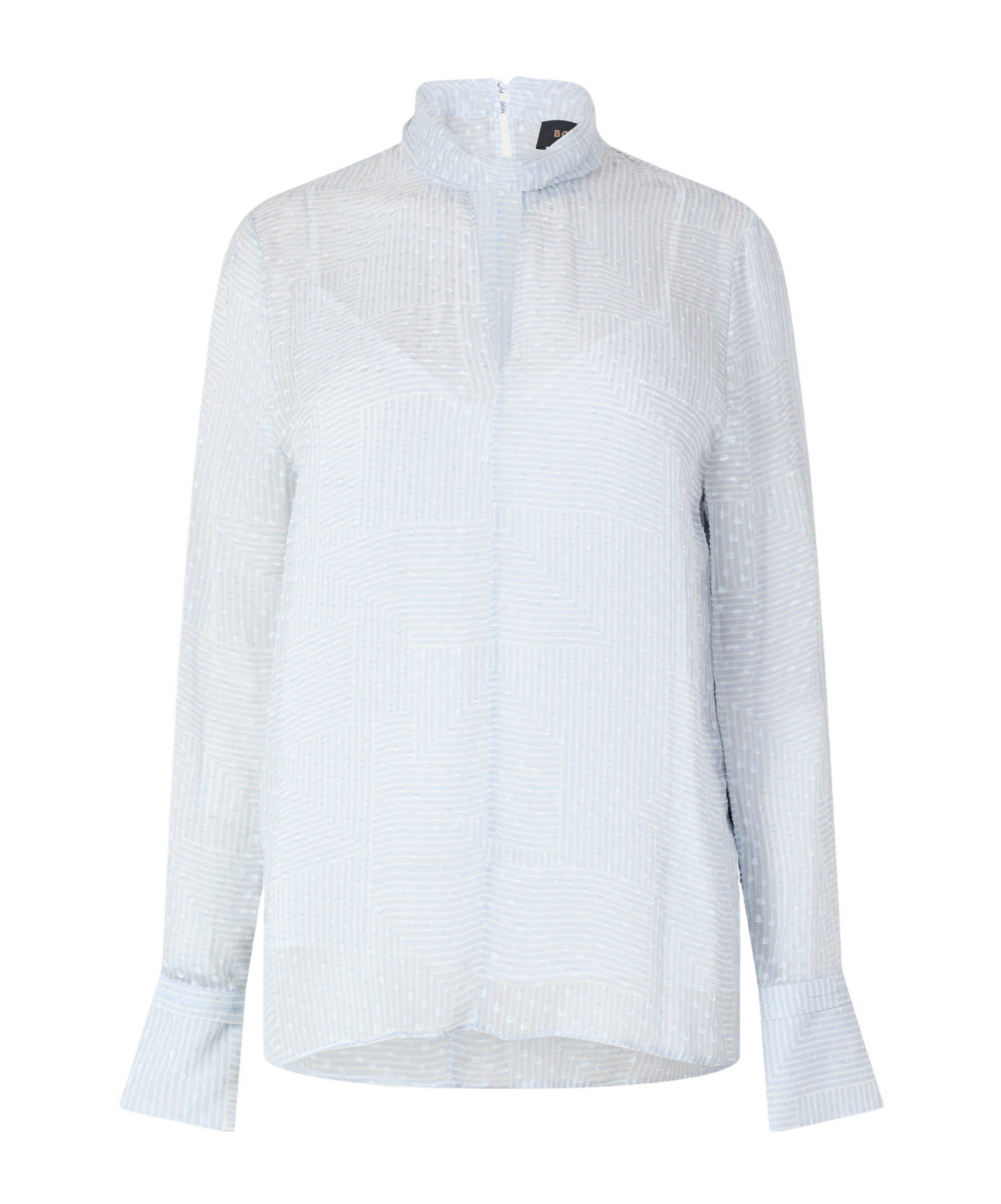 Hugo Boss Geometric Jacquard Longsleeve Blouse In White