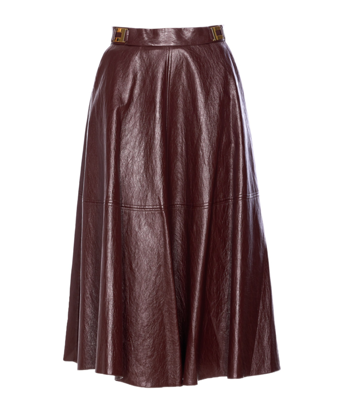 Elisabetta Franchi A-line Silhouette Skirt With Metallic Buckle Detail In Burgundy