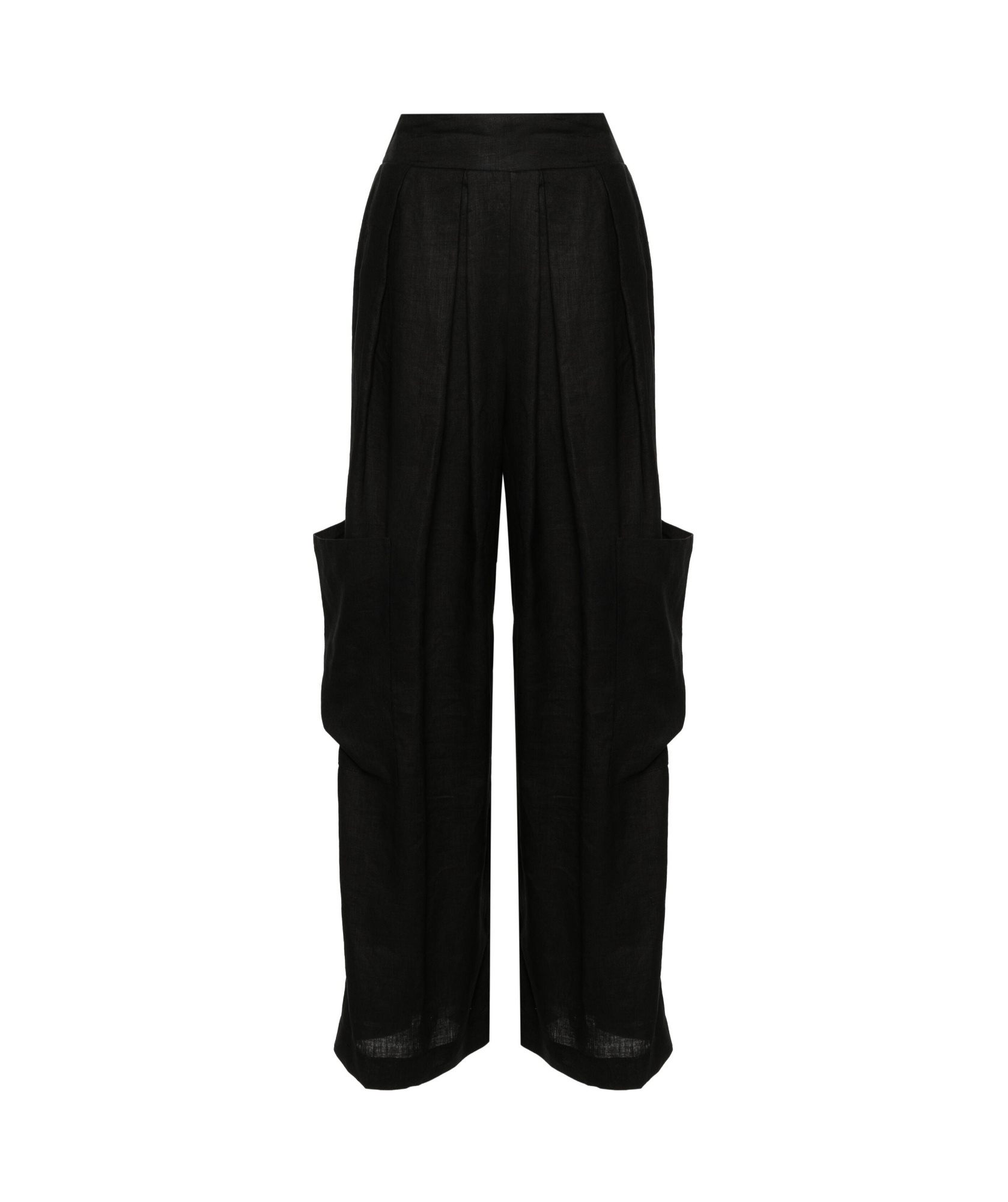 Ermanno Scervino Pleat-detail Linen Trousers In Black