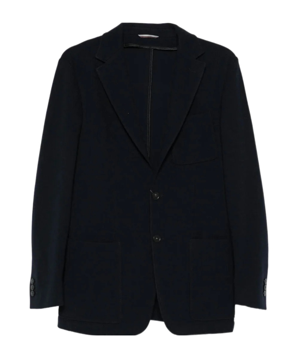 Canali Patch-pocket Knitted Blazer In Black