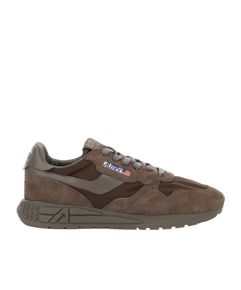 Autry Reelwind Brown Low Top Sneakers With Logo Patch Ontongue And Side In Suede Man