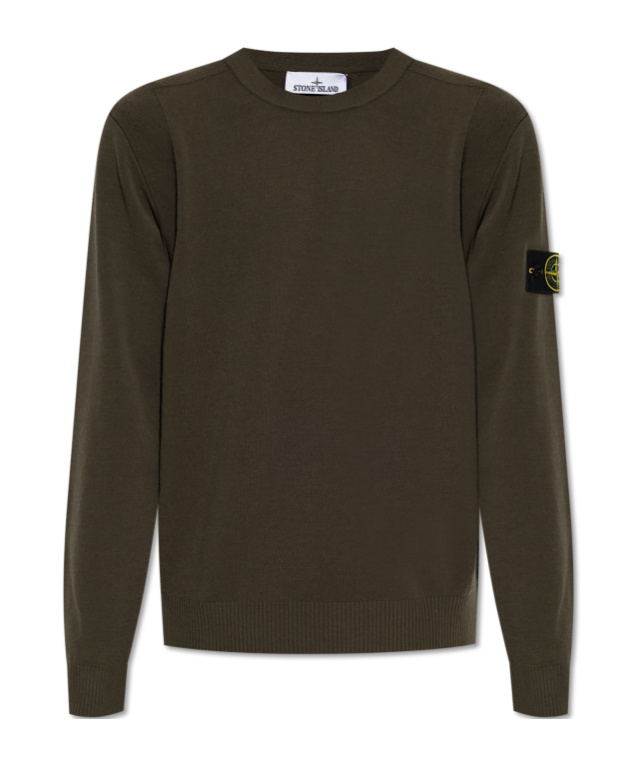 Stone Island Logo Patch Crewneck Sweatshirt In Green