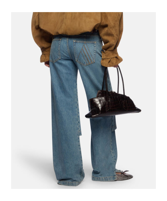 Attico Blue Jeans With Logo Detail On The Pocket And Logo Patch On The Rear In Denim Woman