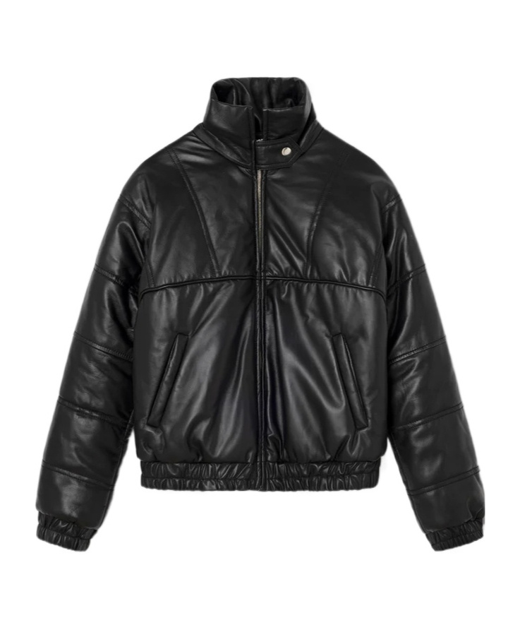Gimaguas Long-sleeved Leather Jacket In Black