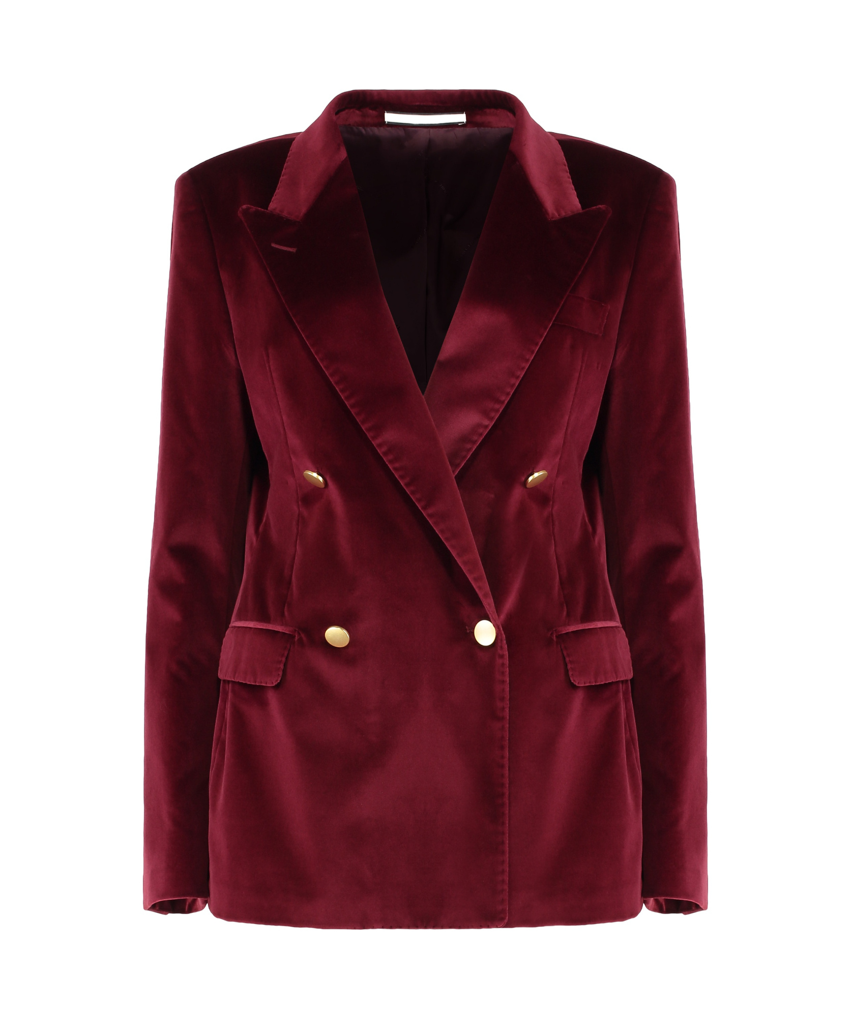 Tagliatore Double-breasted Velvet Jacket In Burgundy