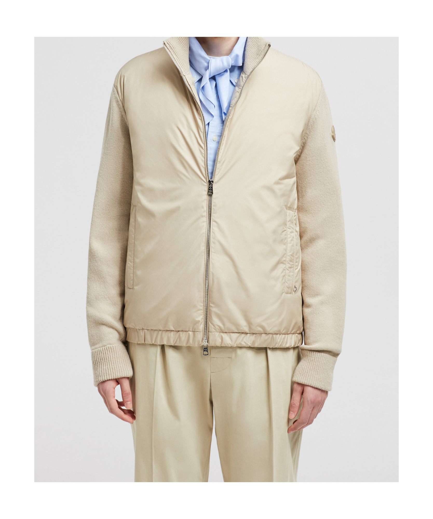 Moncler Padded Wool  Cashmere Zippered Cardigan In White