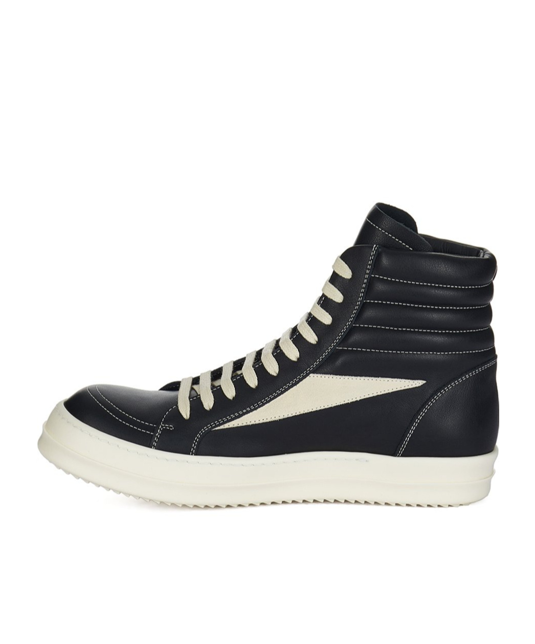 Rick Owens Men Leather High Vintage Sneaks In Black