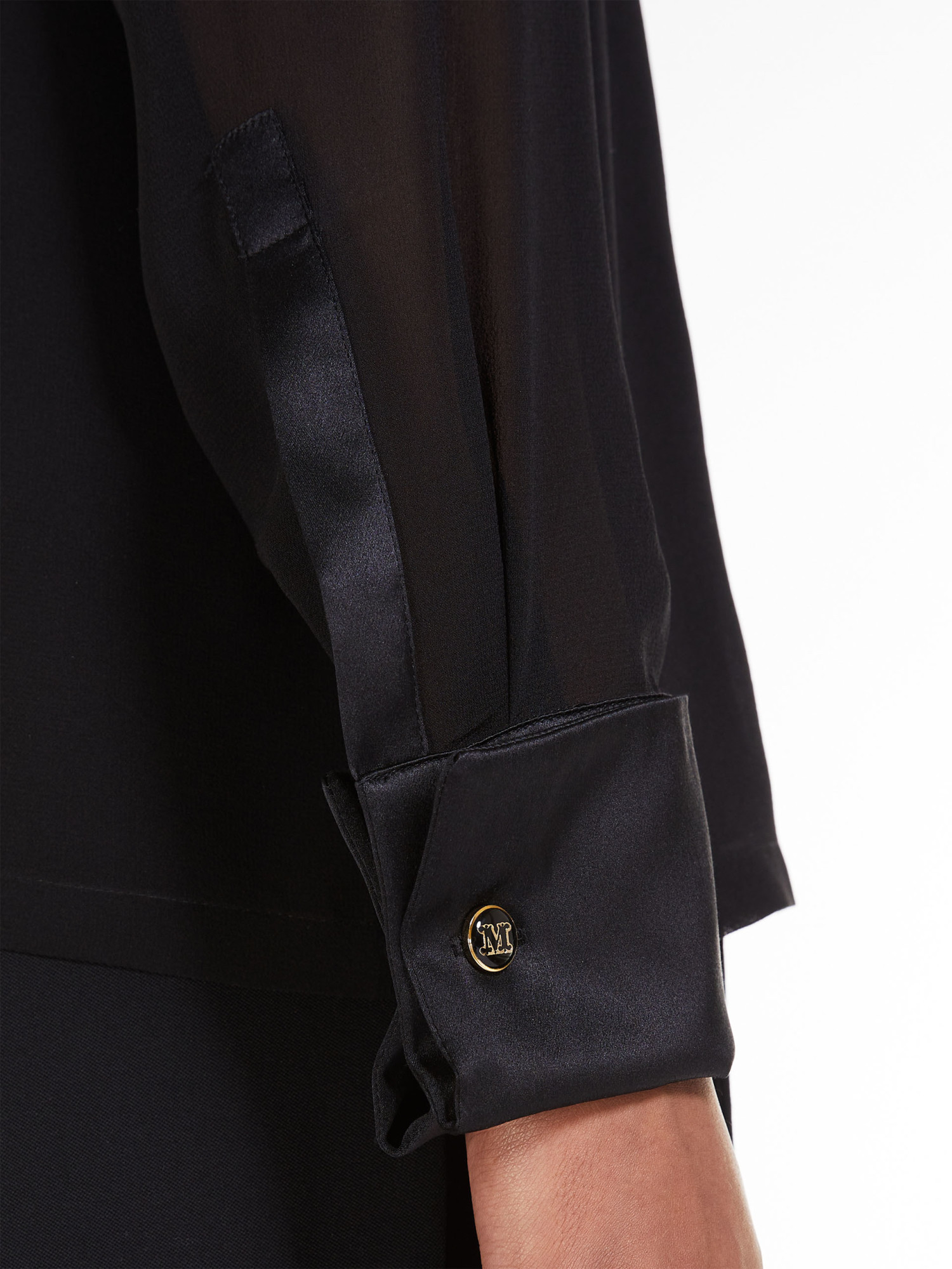 Max Mara Layered Chiffon Blouse In Black