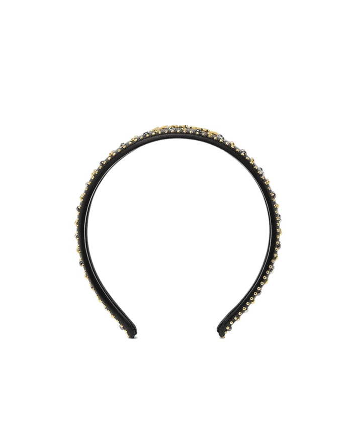 Versace Leather Logo-plaque Studded Headband In Black