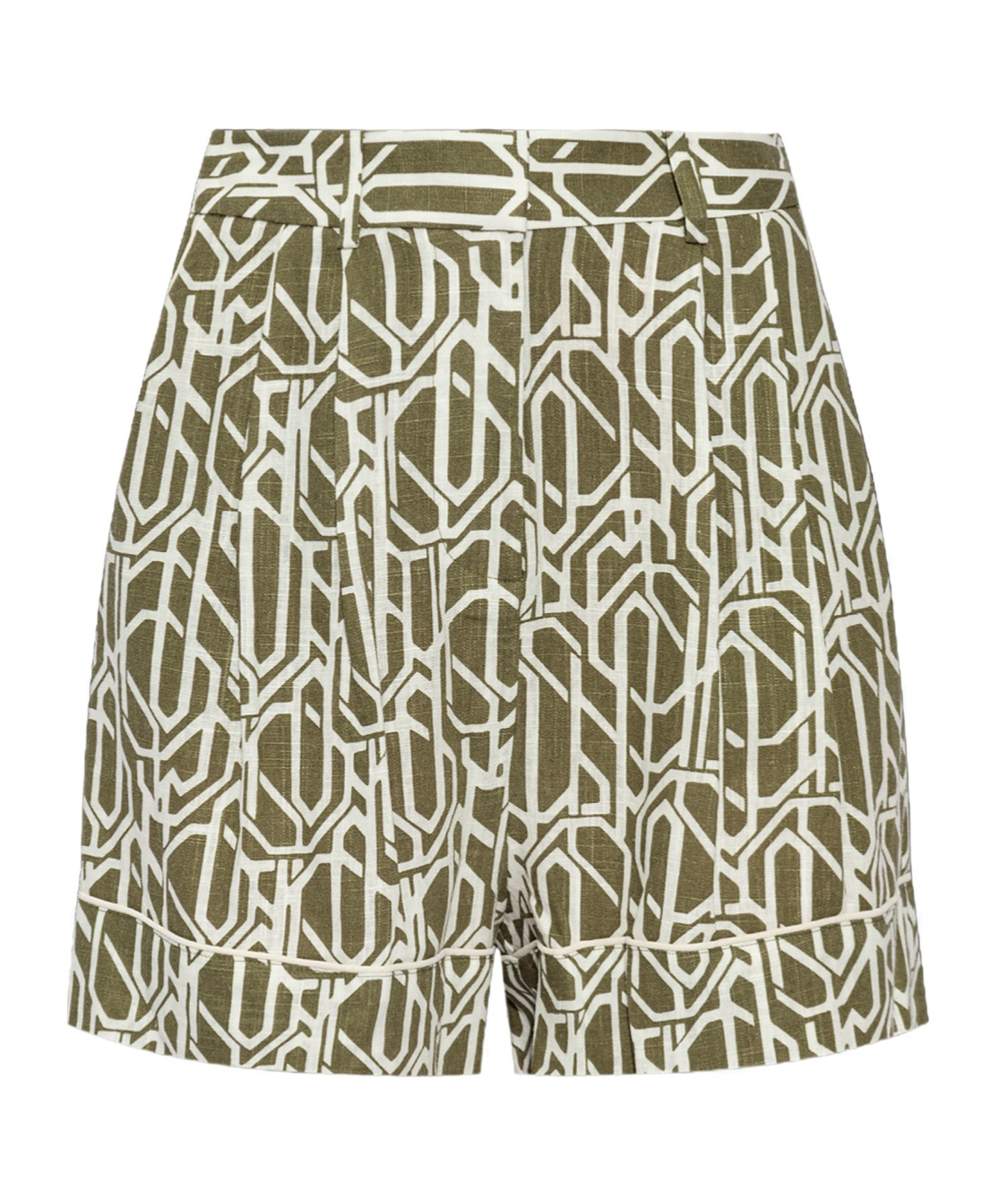Shop Diane Von Furstenberg Abstract-pattern Linen Shorts In Green