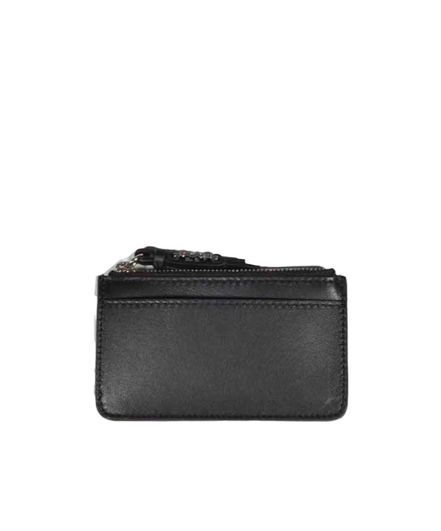 Dsquared2 Black Genuine Leather Icon Evening Cardholder In Black