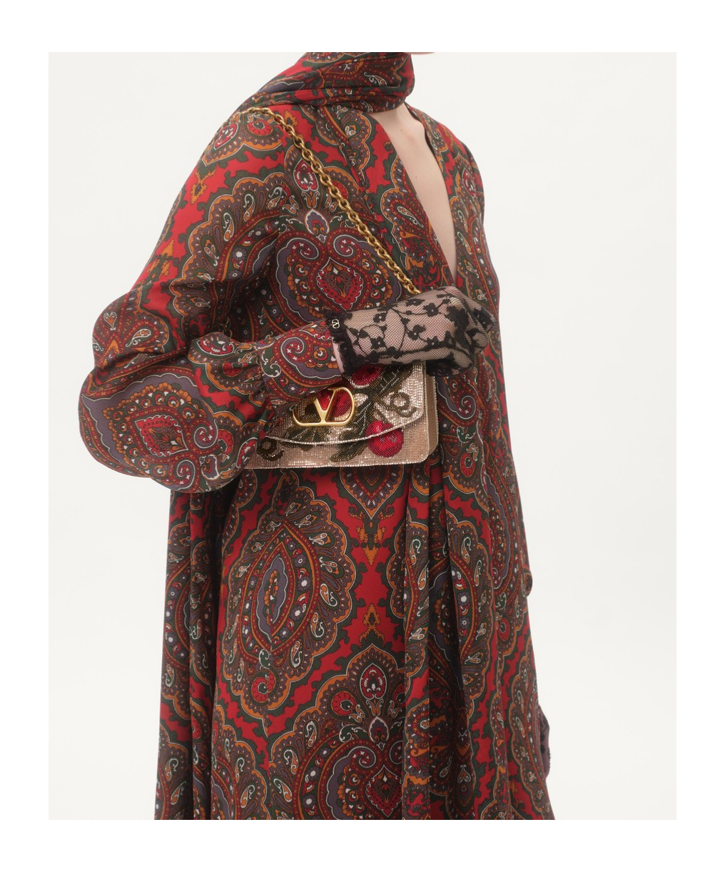 Valentino Garavani Vain Embroidered Shoulder Clutch With Cherryfic Pattern