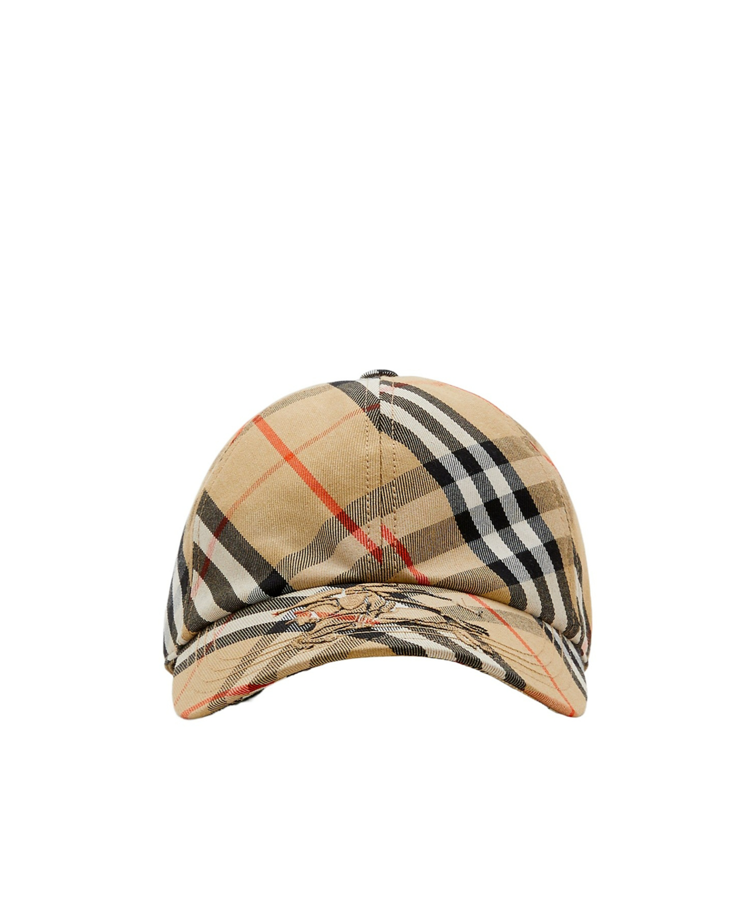 Burberry Check Ekd Cotton Blend Baseball Cap In Nude
