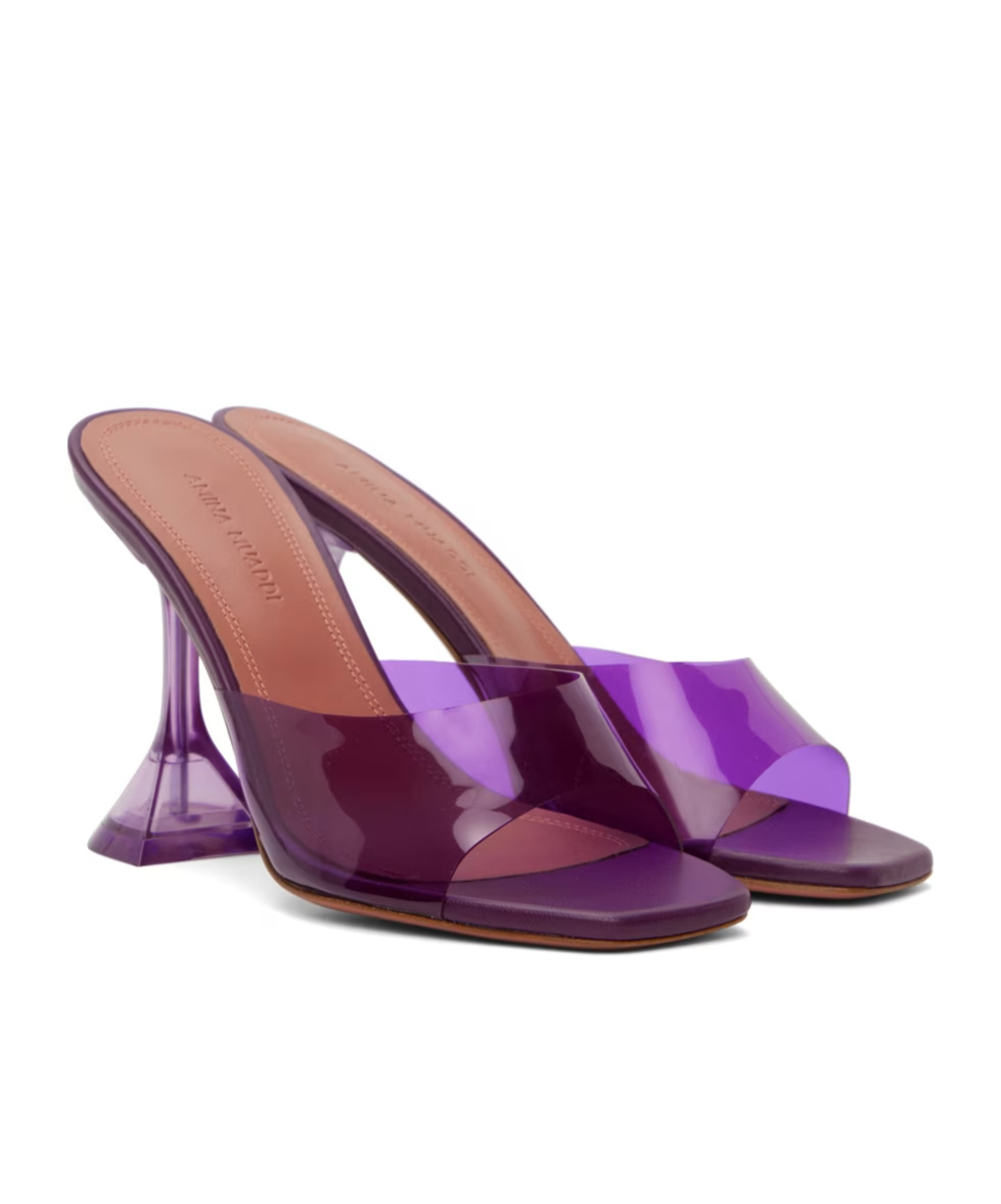 AMINA MUADDI LUPITA GLASS SLIPPER OPEN-TOED HEELS SANDALS 