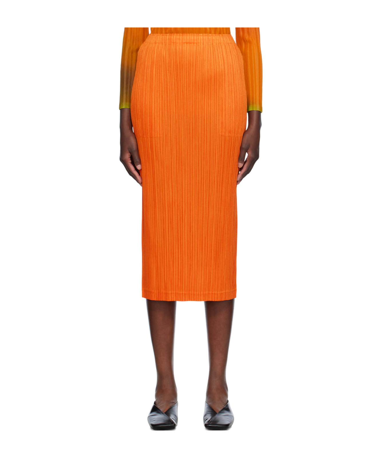 Issey Miyake Orange Thicker Bottoms 1 Midi Skirt In Orange