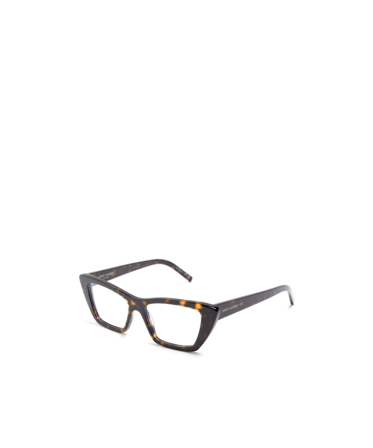 Saint Laurent Mica Tortoiseshell Cat-eye Frame Glasses In White