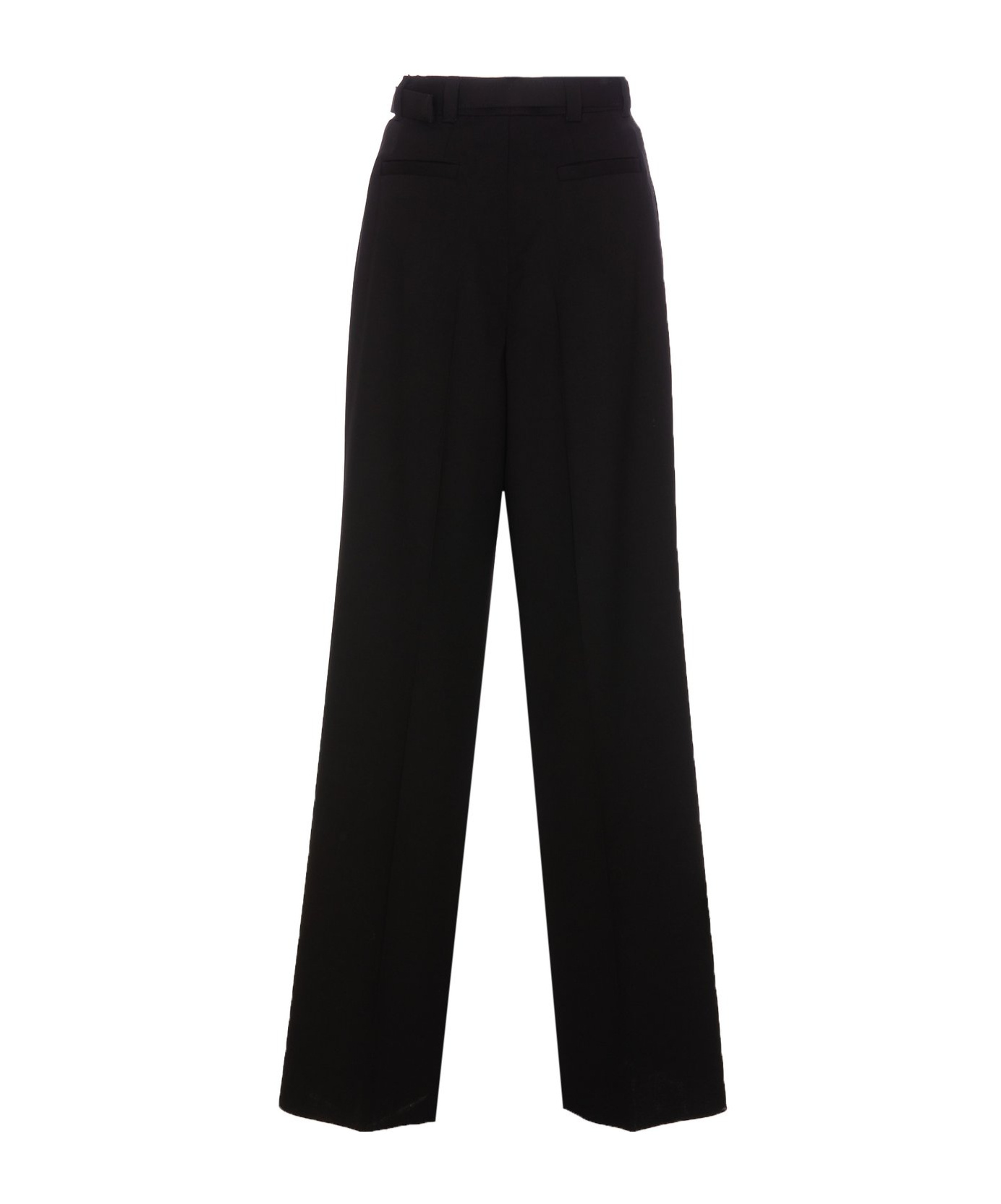 Miu Miu Belt-loop Wool Trousers In Black