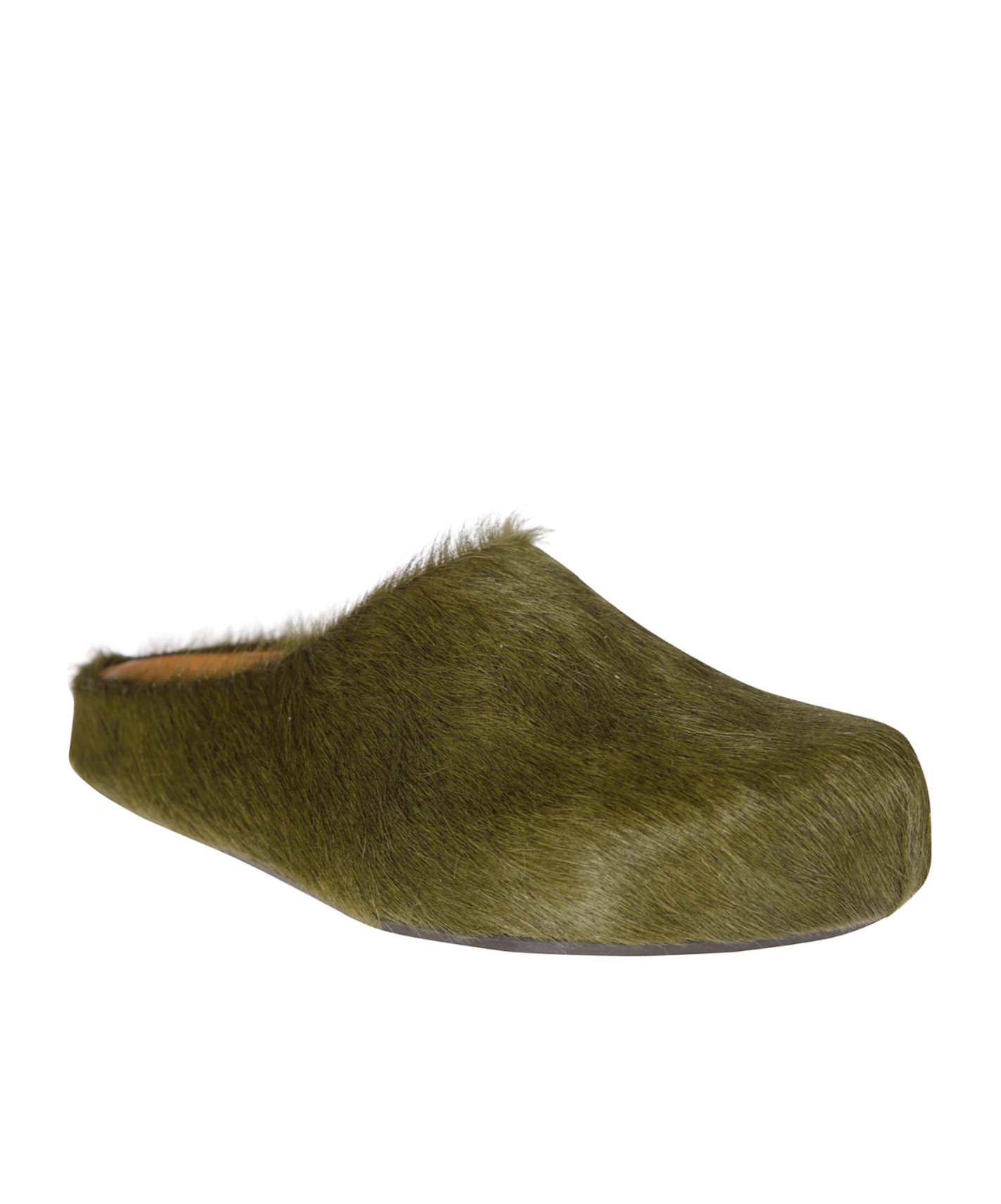Marni Deep Sage Calf Hair Fussbett Sabot Mules In Green