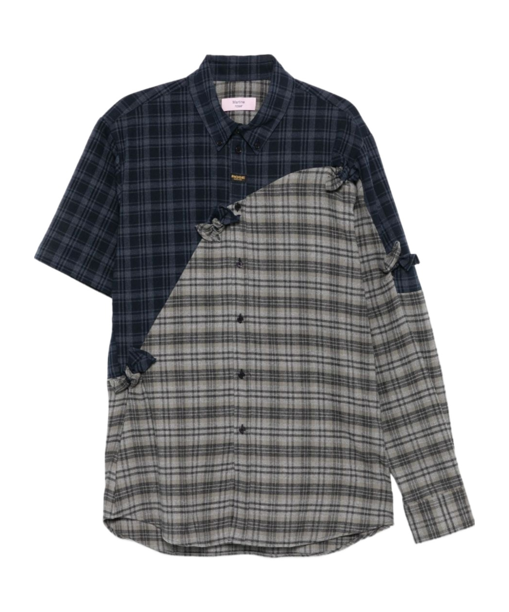 Martine Rose Patchwork Tie-detail Shirt In Black