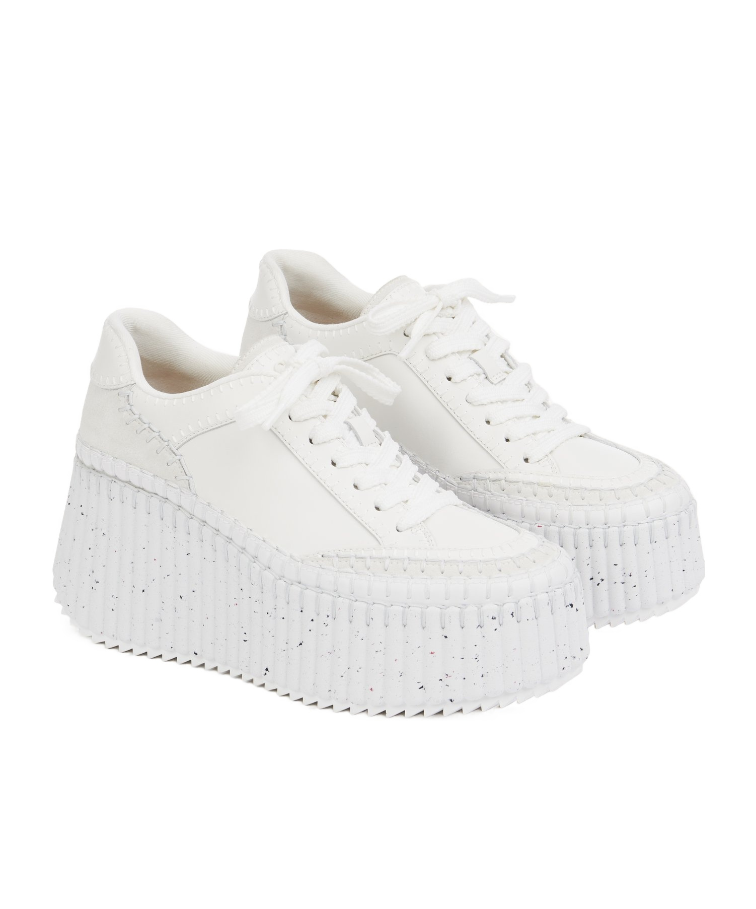 Chloé Baskets Compensées Nama Femme Blanc Taille 37 100% Cuir De Veau In White