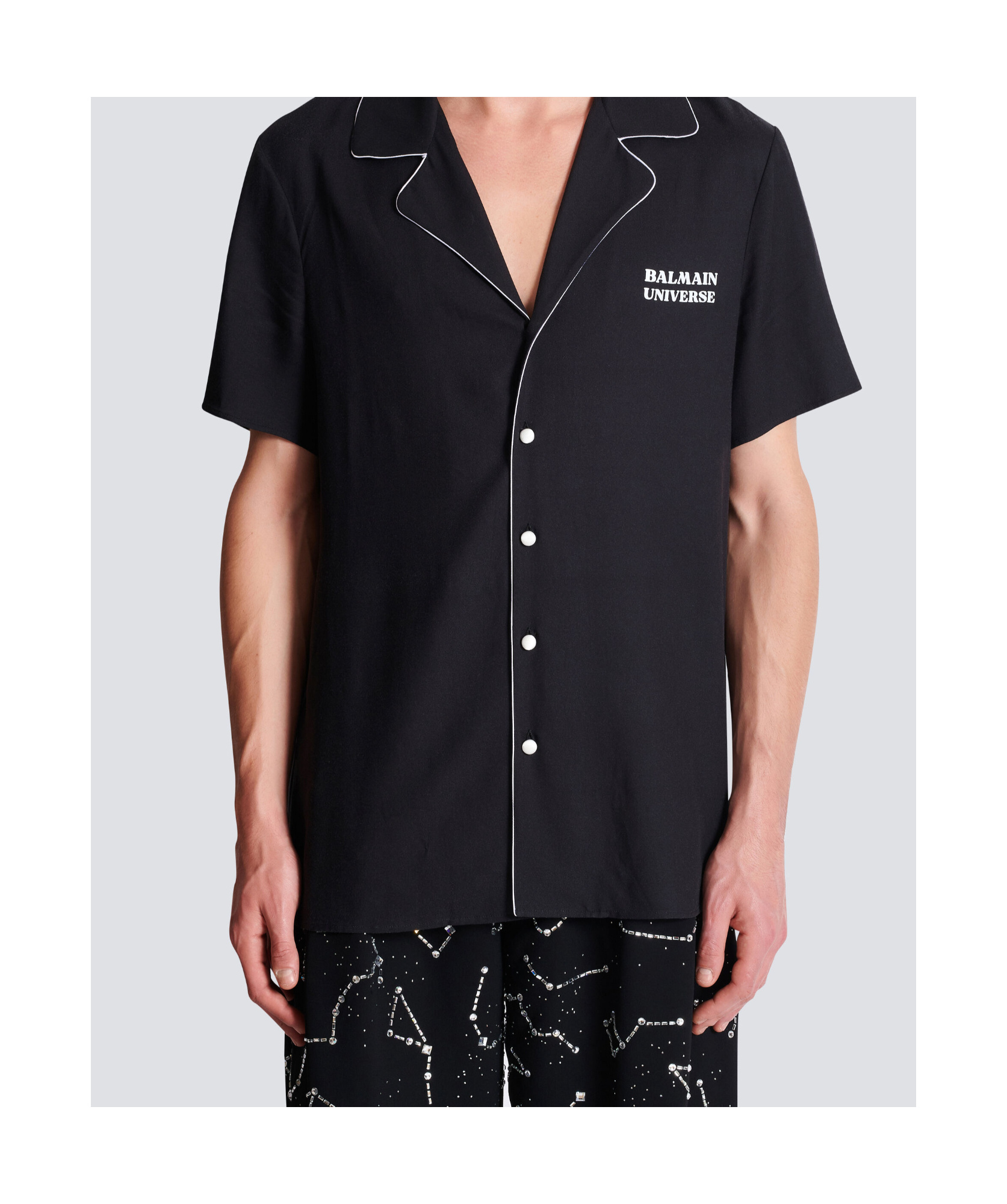 Balmain Planet-print Shirt In Black