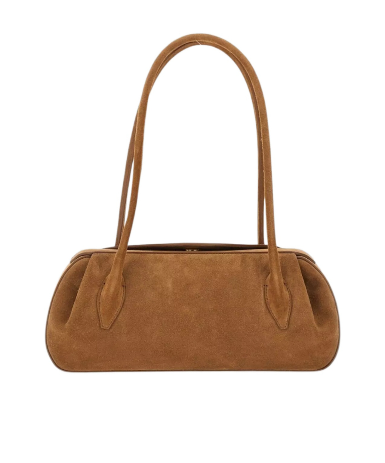 Yuzefi Long Handle Rectangular Shape Suede Finish Shoulder Bag In Brown