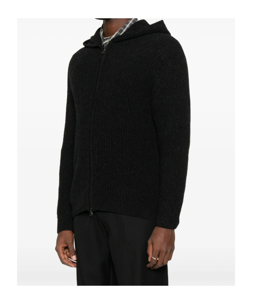 Samsoe & Samsoe Zip-up Hooded Sweater In Black