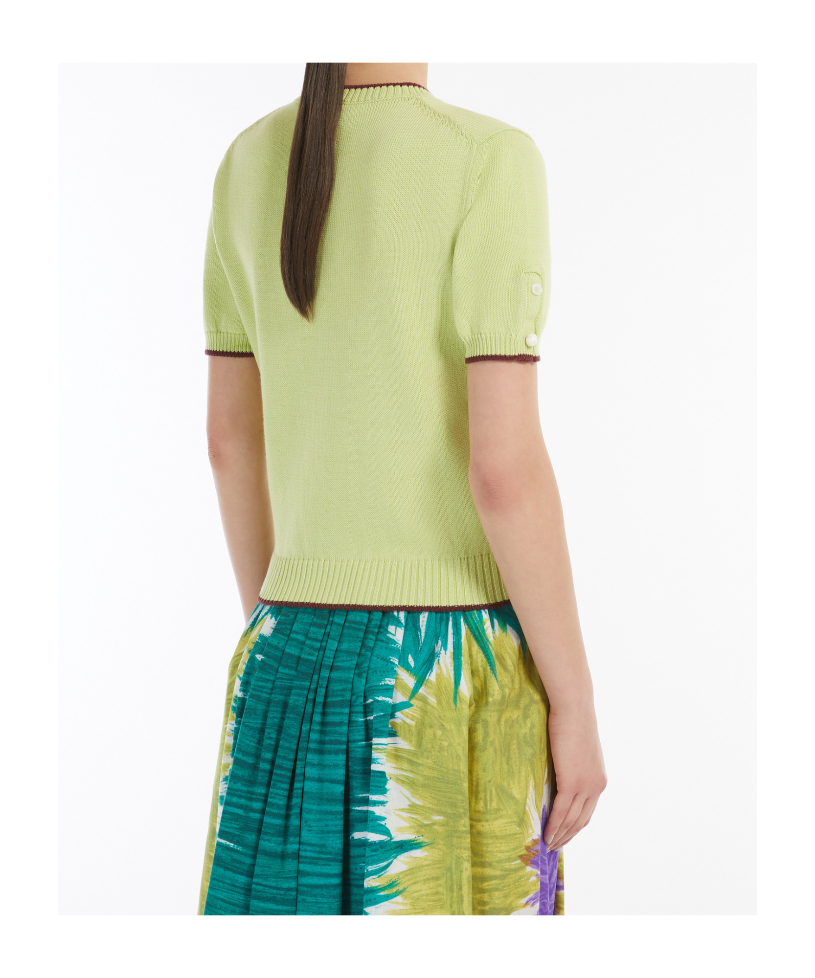 Shop Weekend Max Mara Short-sleeved Cotton Jumper In Light Green