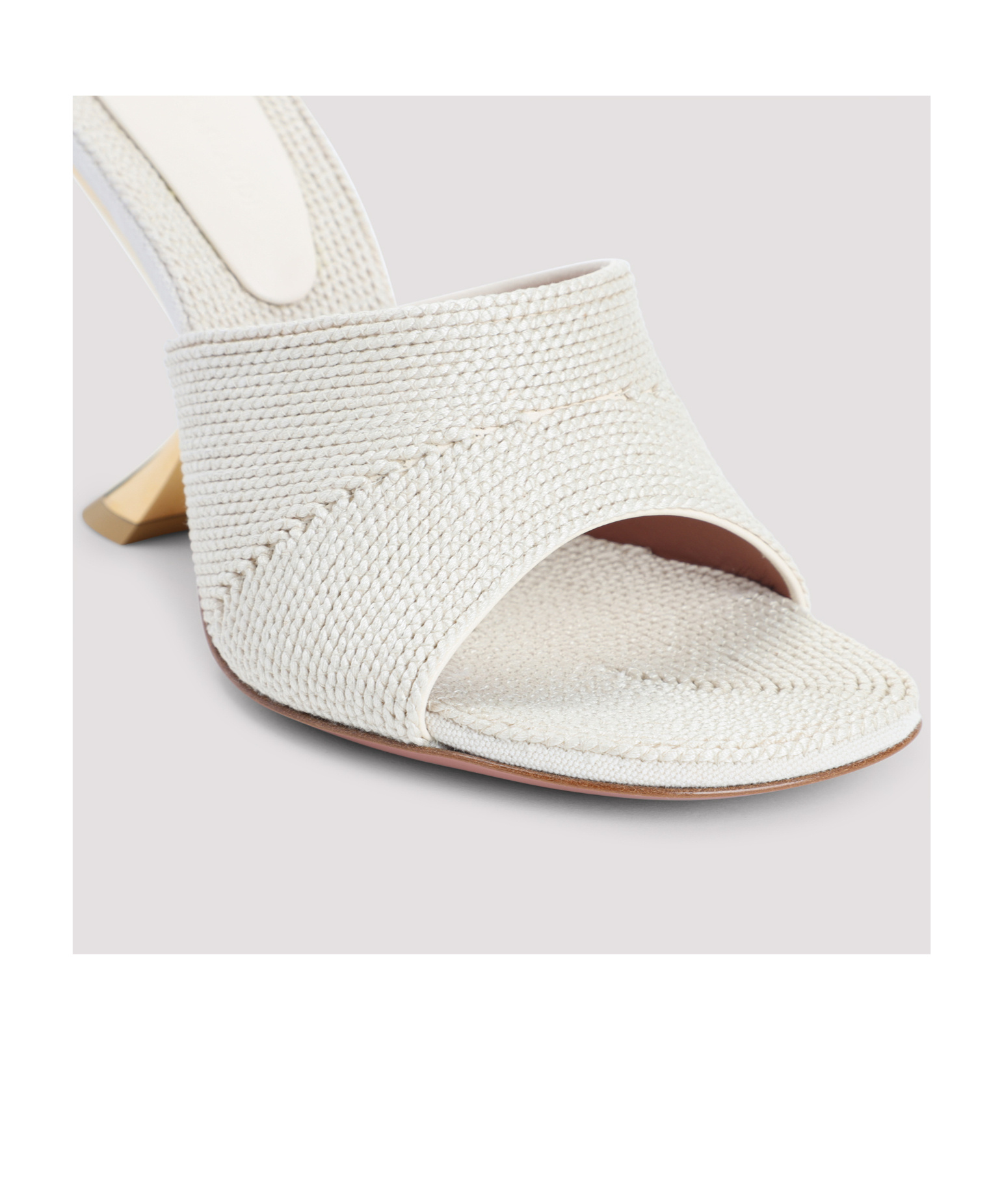 Amina Muaddi Taylor Woven 90 Slipper Sandals In Neutral