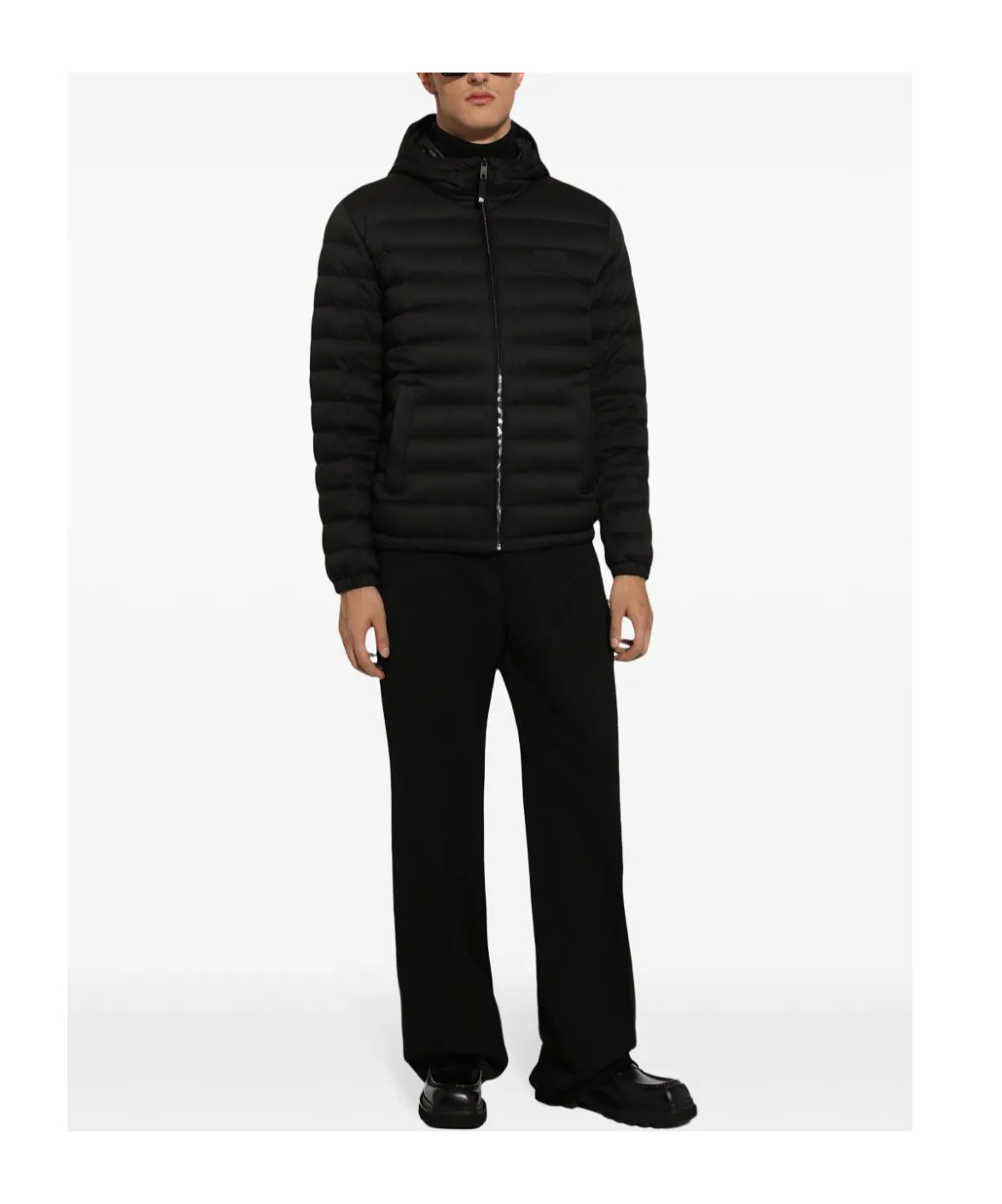 Dolce & Gabbana Padded Band Collar Quilted Jacket In Black