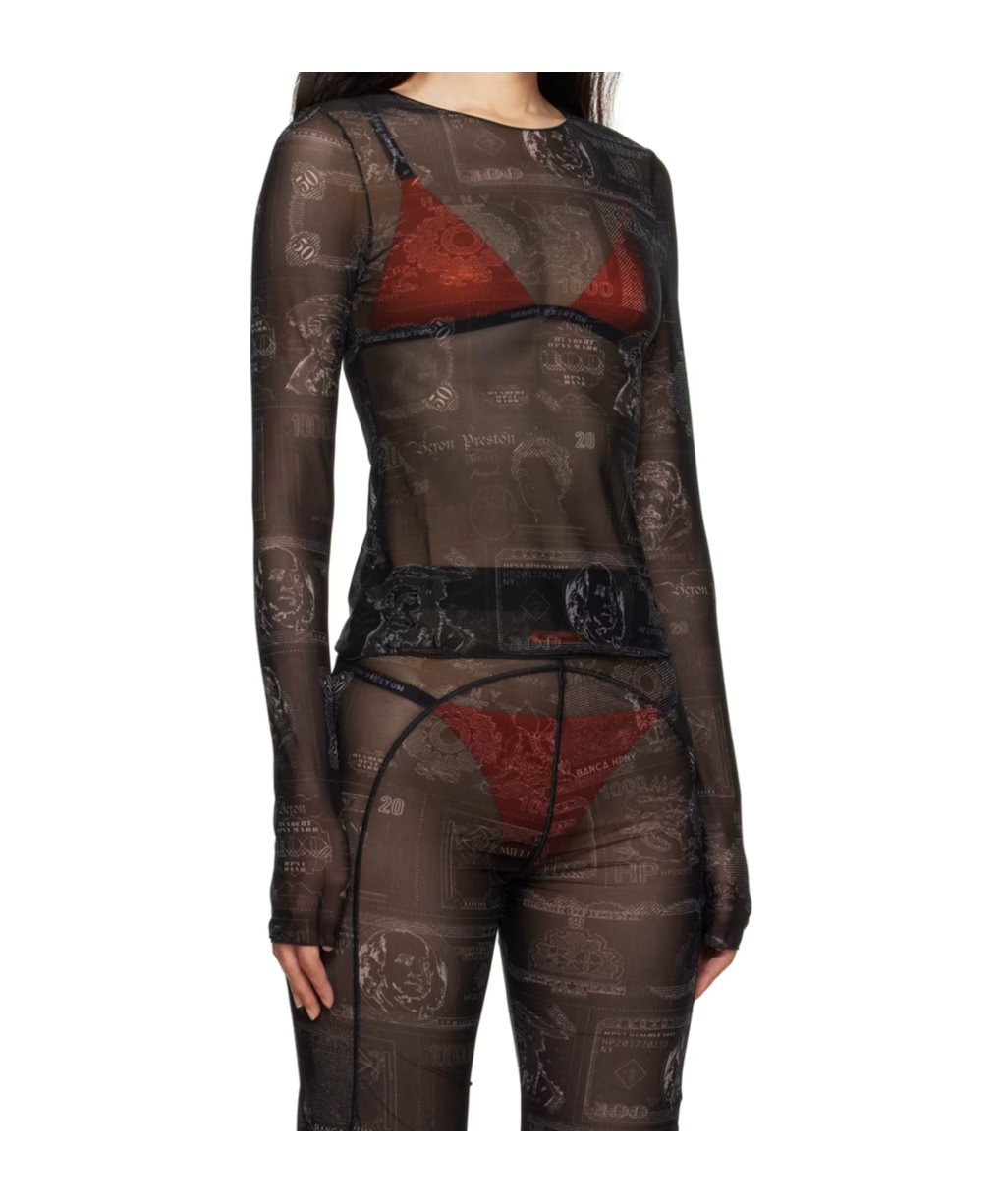 Heron Preston Semi-sheer Long-sleeve Top In Black