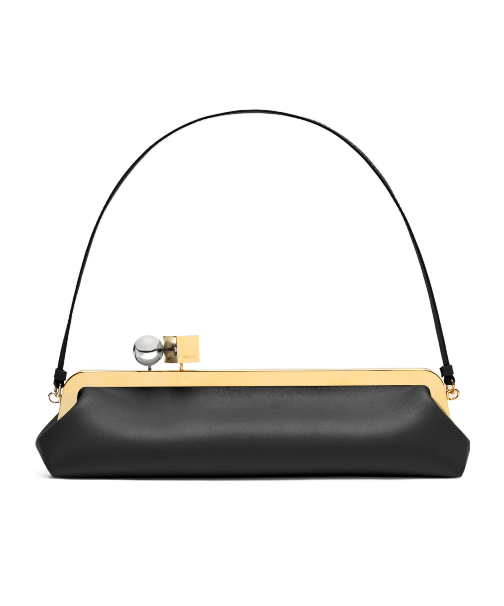 Jacquemus Rectangular Silhouette Clutch Bag With Top Handle In Black