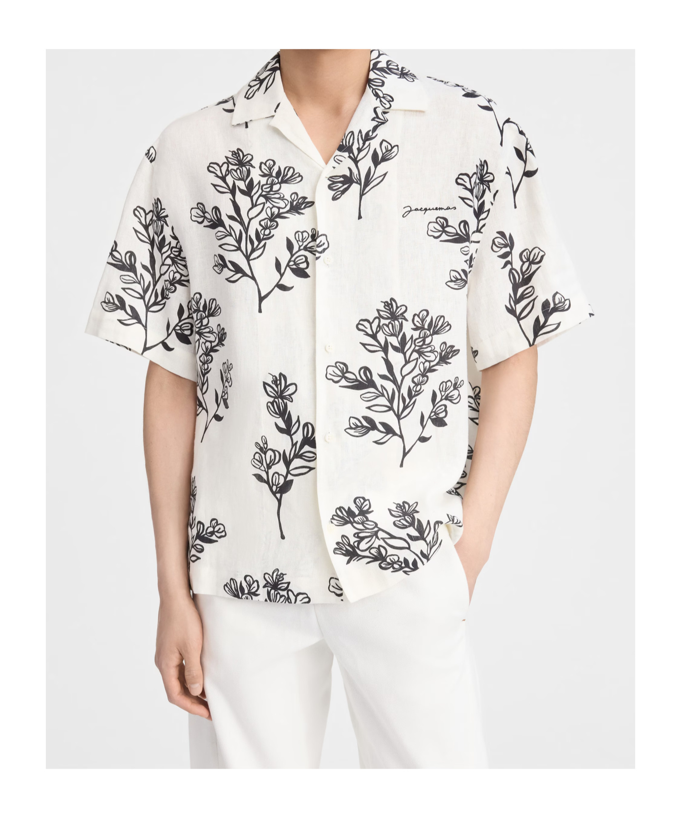 Shop Jacquemus Lapel Short-sleeved Shirt In White