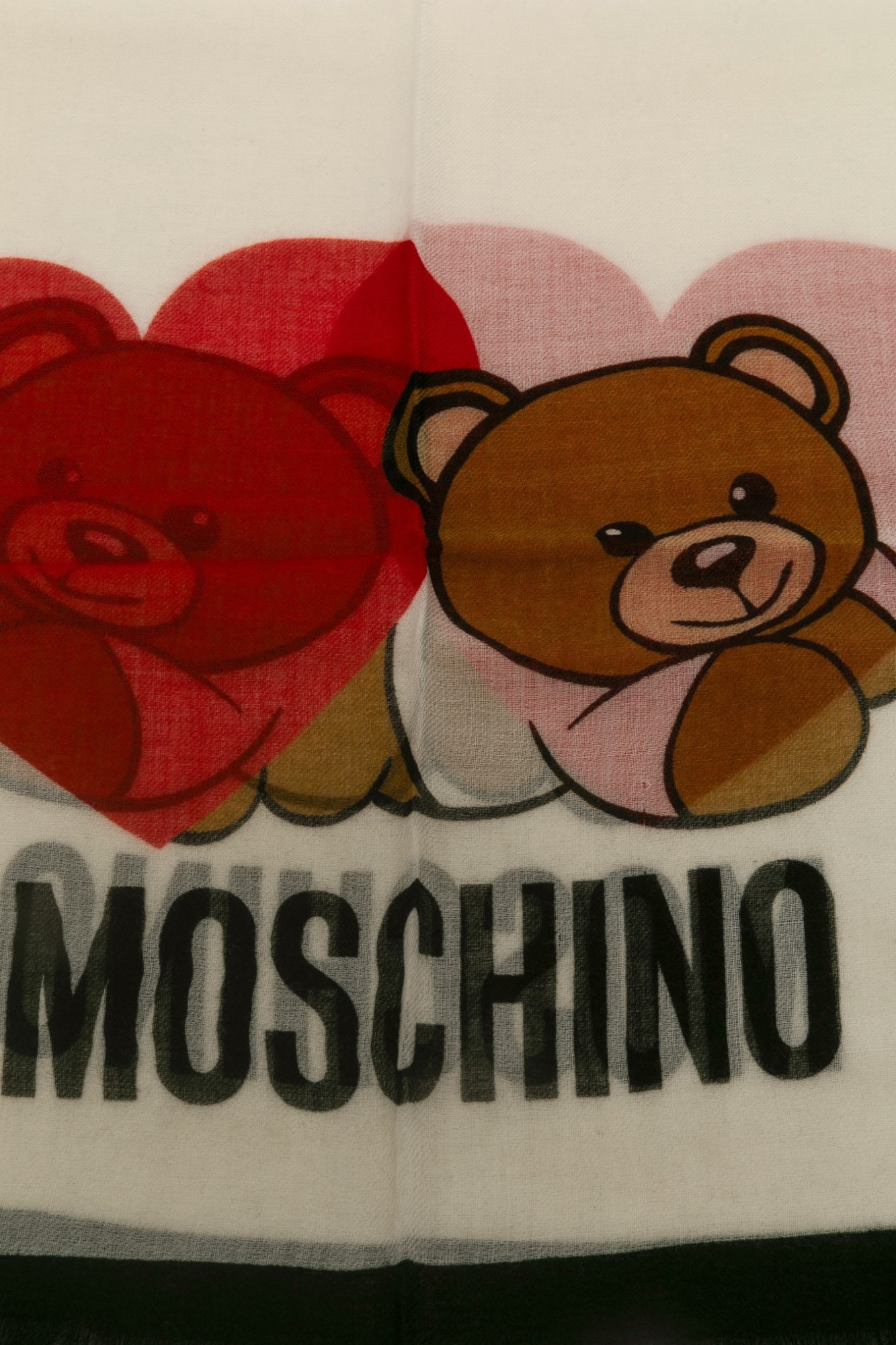 Moschino Teddy Bear Printed Scarf In Nude