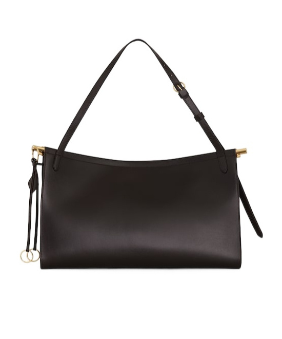 Alaïa Le Click East West Large Bag In Leather In Dark Brown