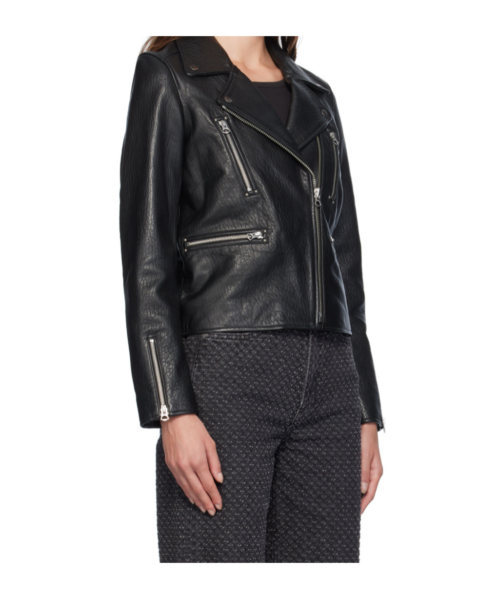 Rag & Bone Long Sleeve Leather Jacket In Black