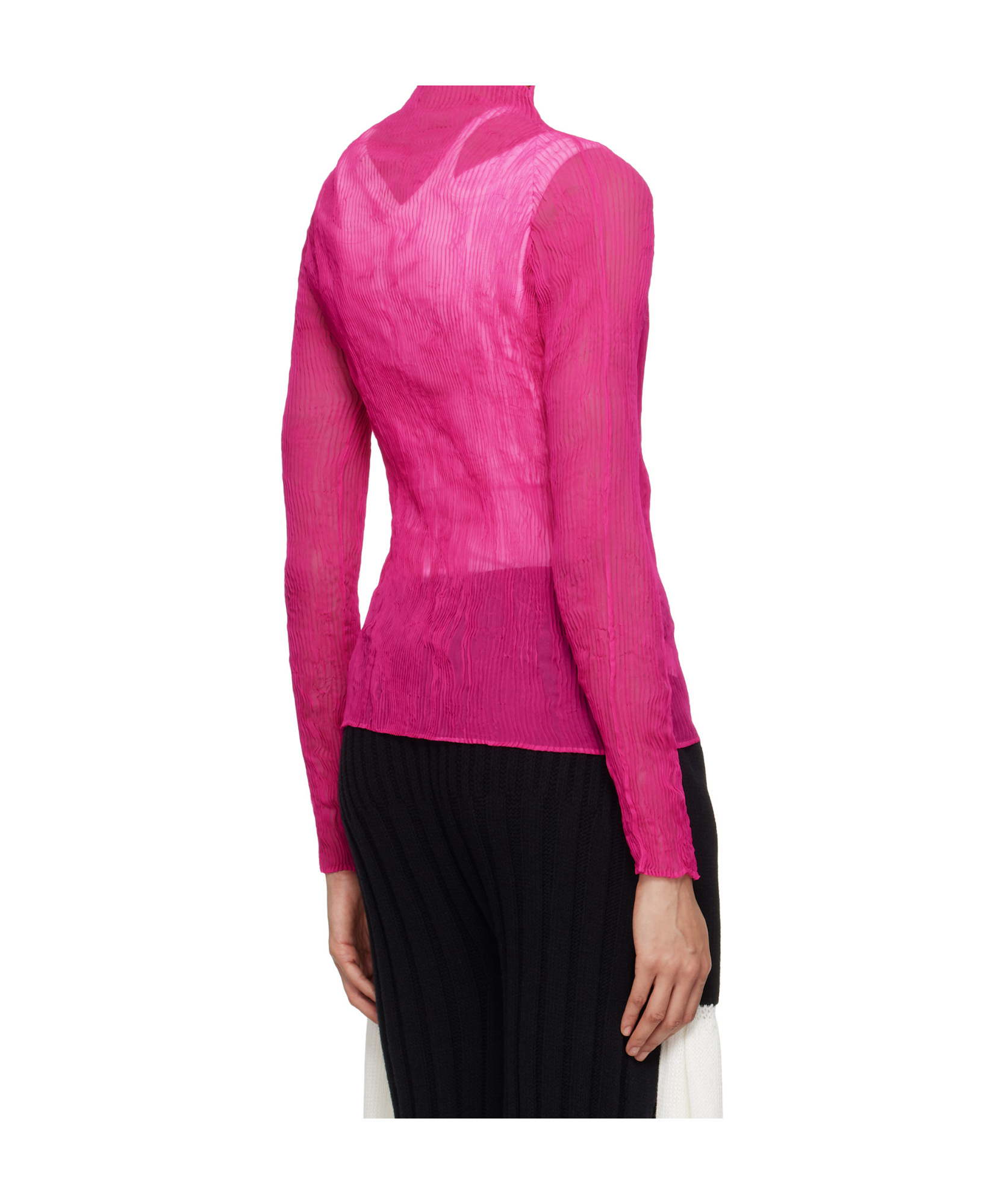 Issey Miyake Pink Chiffon Twist 3 Turtleneck In Pink