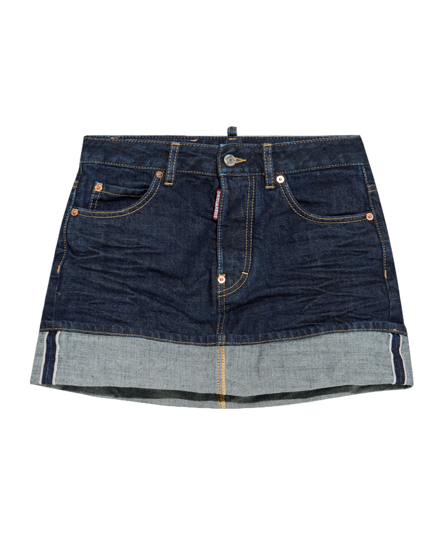 Dsquared2 Dark Cimosa Double-layered Denim Mini Skirt In Blue