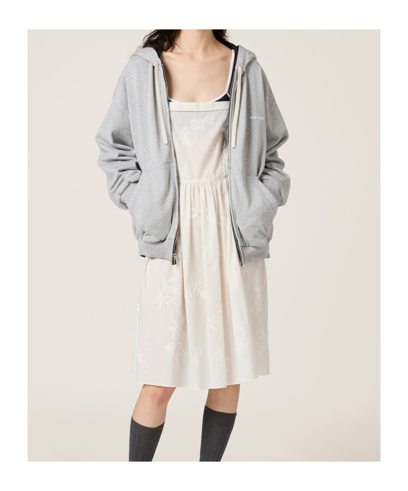 Miu Miu Jersey And Technical Pongé Blouson Jacket