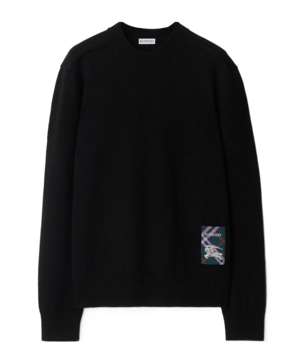 Burberry Logo Patch Crewneck Sweater In Black